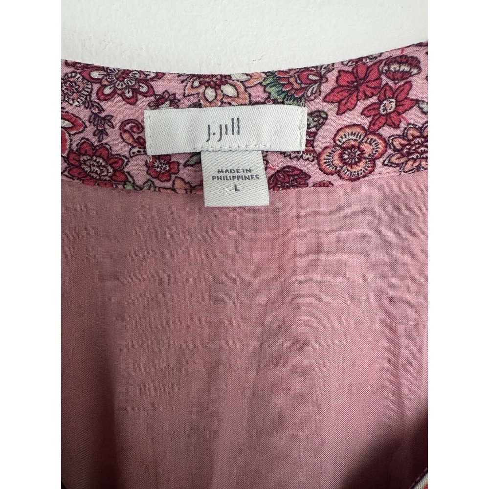 J. Jill Maxi Dress Size Large Pink Floral Tiered Boho Lightweight Breezy Beachy - Picture 4 of 8